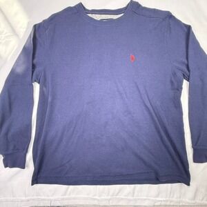 U.S. Polo Assn Long Sleeve Thermal Shirt Navy Blue Red Pony Logo Size 2XL